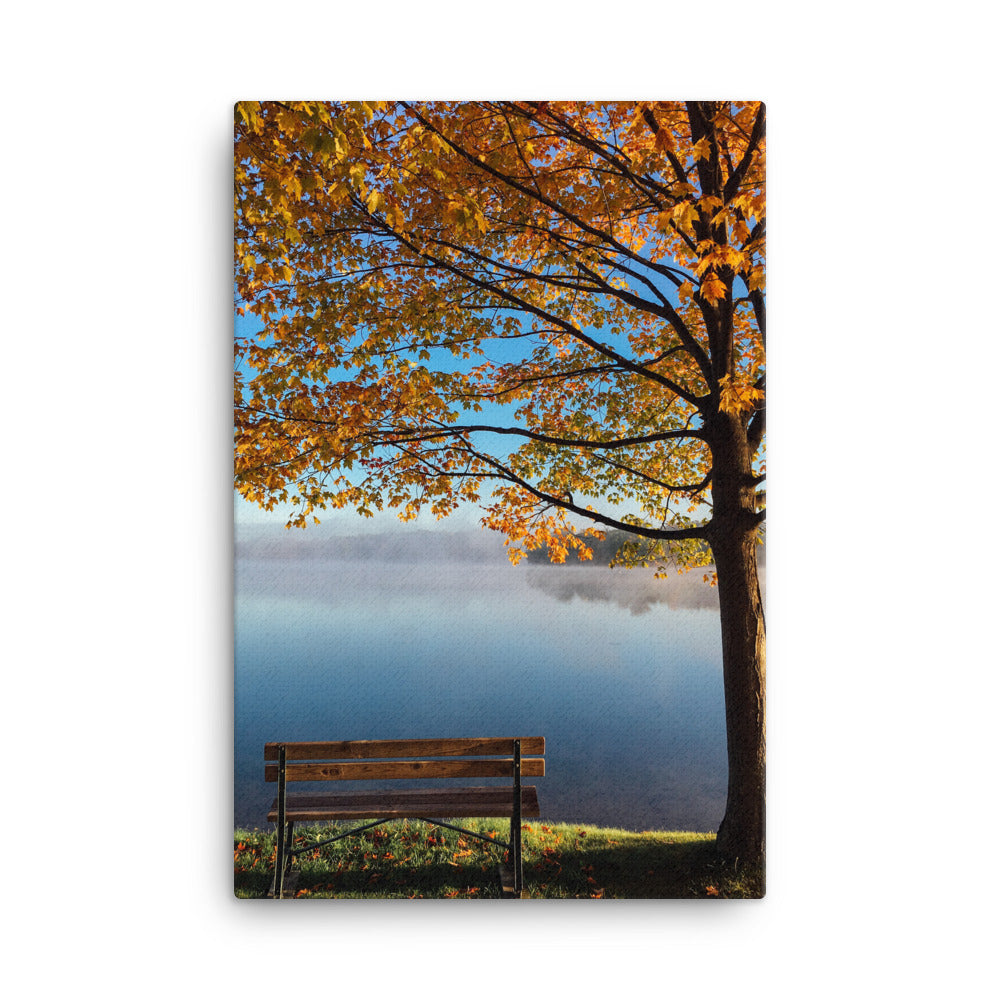 Autumn Lake Bench Canvas