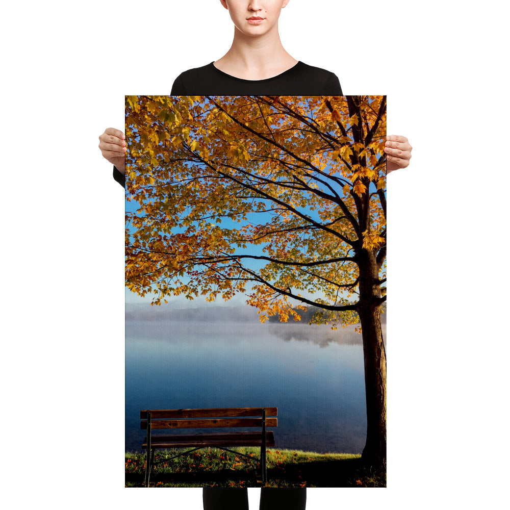 Autumn Lake Bench Canvas